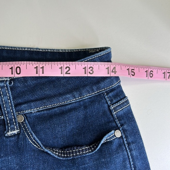 PAIGE JAX KNEE DARK WASH DENIM STRETCHY BERMUDA CUFFED SUMMER SHORTS SIZE 29 - Picture 12 of 14